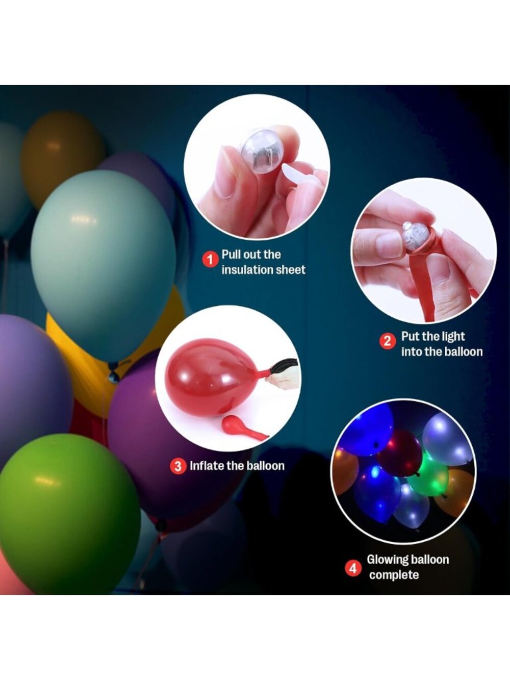 200pcs LED Balloon Lights & Colorful Mini Balls - Waterproof Party Decor - Picture 3 of 7